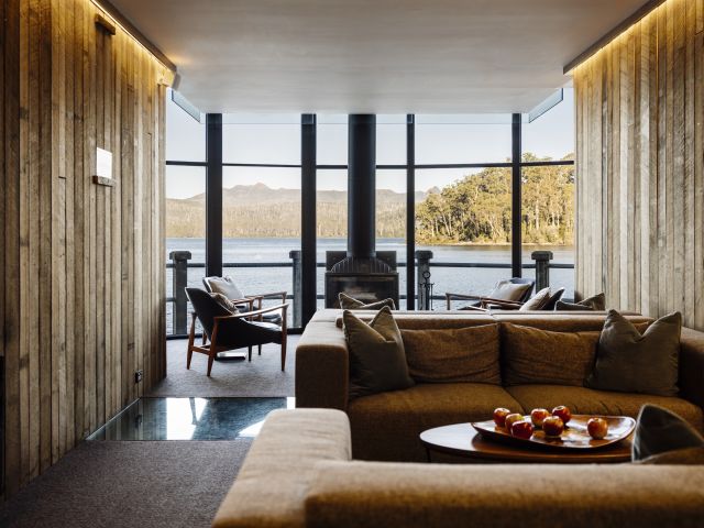 interior of lounge at Pumphouse Point on Lake St Clair in Tasmania's Cradle Mountain-Lake St Clair National Park