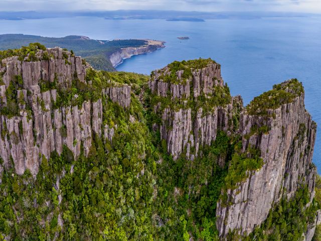 Views from Bishop and Clerk peak in Maria Island, Tasmania, Australia