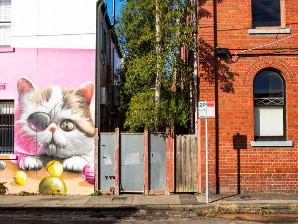 Street art on a wall in Fitzroy