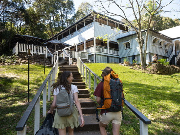 two people heading up to the Halse Lodge, Noosa