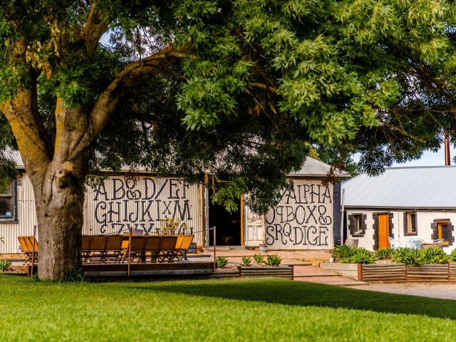 the cellar door exterior at Alpha Box and Dice, McLaren Vale