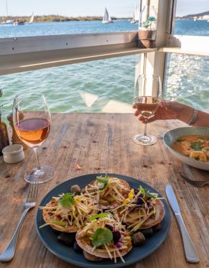 food and drinks by the water at Noosa Boathouse