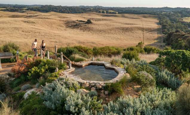 Peninsula Hot Springs Couple Walking Into Pool