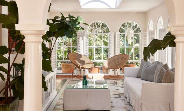 the coastal white interior of Raes on Wategoes, Byron Bay