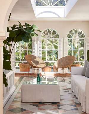 the coastal white interior of Raes on Wategoes, Byron Bay