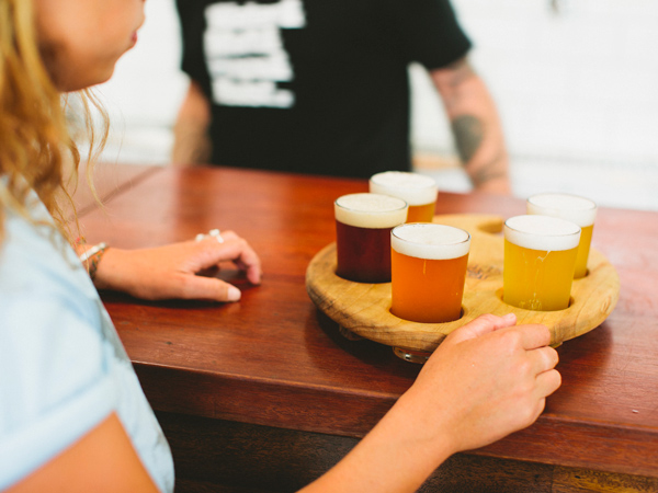 sample beers for tasting at Stone & Wood