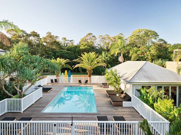 the pool area at The Atlantic, Byron Bay