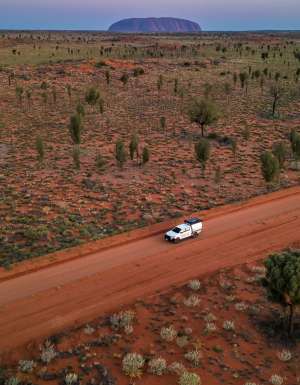 driving through Uluru-Kata Tjuta National Park