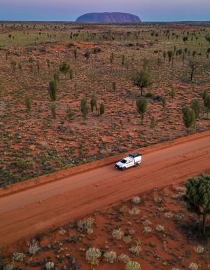 driving through Uluru-Kata Tjuta National Park