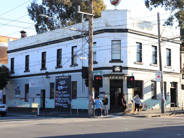 the white building exterior of The Tote, Collingwood