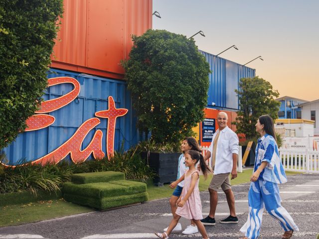 a family heading to Eat Street Northshore