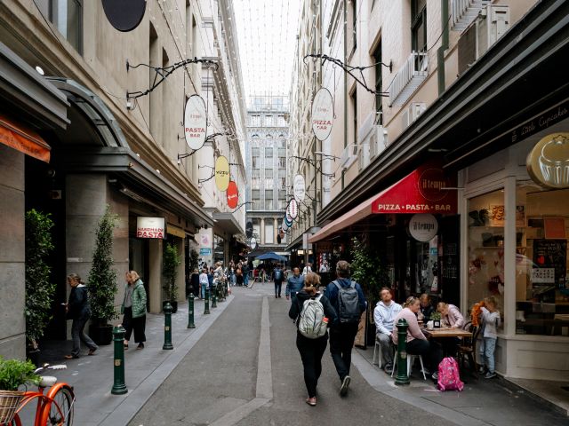 people walking along Degraves Street, Melbourne