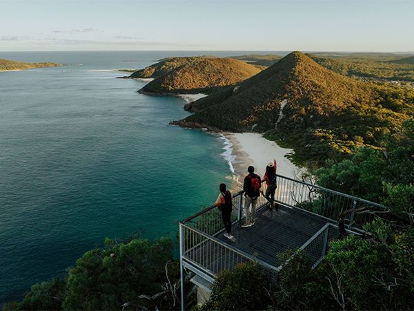 The view from the top of the Mount Tomaree Summit Walk in Port Stephens