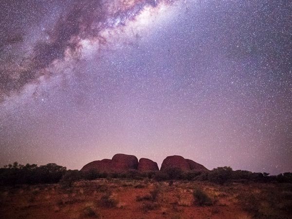 the starry night sky over Kata Tjuta