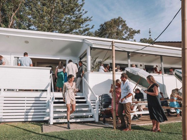 people outside the Banks Cafe, Port Macquarie