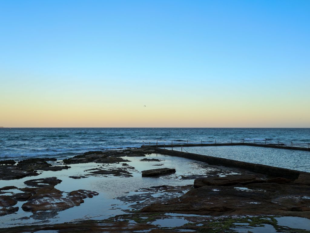 Bate Bay beach at sunset. Sydney, NSW