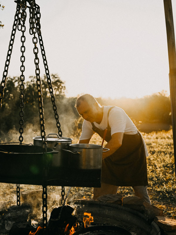 Chef David Rayner preparing for dinner