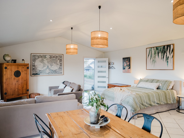 the bedroom studio interior at Braelee Stays, Port Macquarie