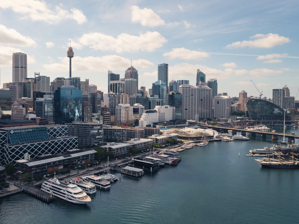 Darling Harbour drone shot