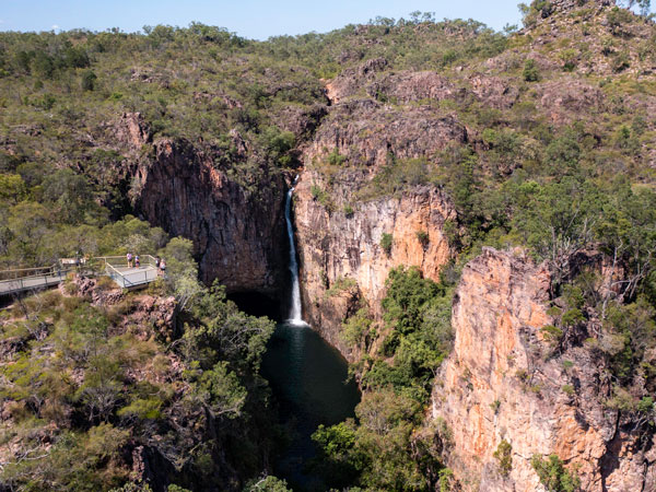 an aerial view of a waterfall at Litchfield National Park