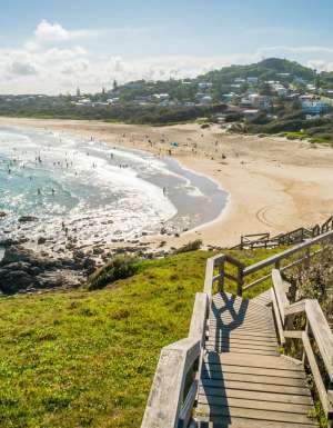 Lighthouse beach seen from the lighthouse in Port Macquarie in the summer