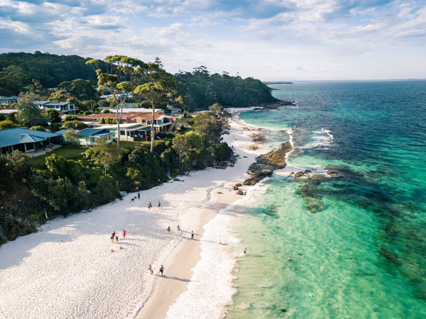 Aerial Drone Picture of the White Sand Hyams beach in New South Wales, Australia