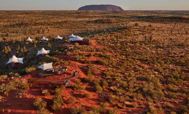 Aerial view of Longitude 131° and Uluru
