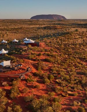 Aerial view of Longitude 131° and Uluru