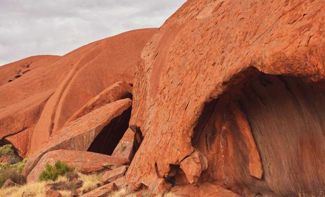 a sculpture-like form at Uluru during the Mala walk