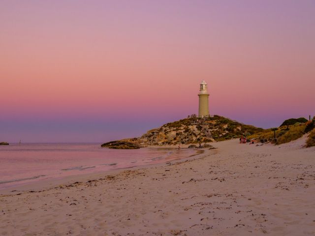 Pinky Beach and Bathurst Lighthouse on Rottnest Island, Western Australia