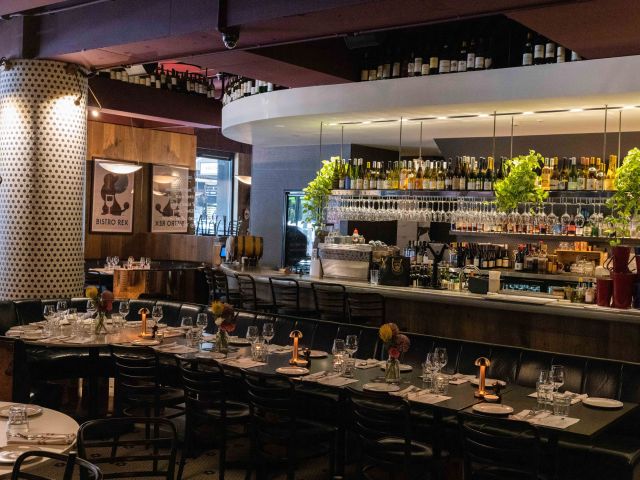 the dining interior of Bistro Rex