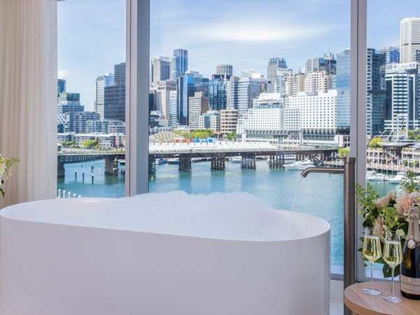 a bubble bath at the Sofitel Sydney Darling Harbour spa