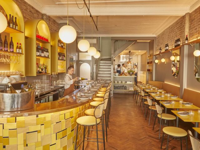 the bright dining interior of Passeggiatta Italian restaurant, Sydney