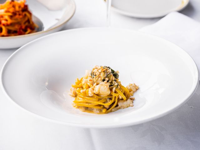 saffron linguine at Otto Ristorante