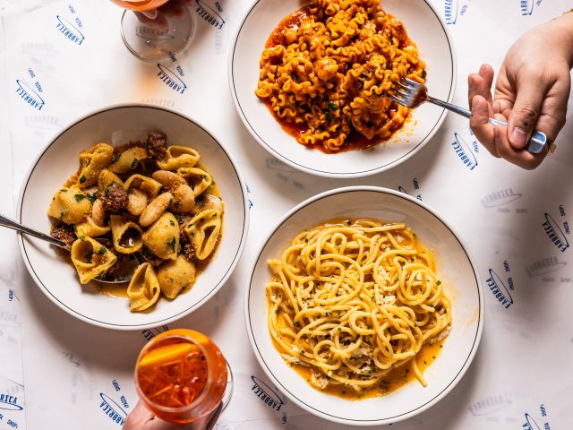 pasta dishes at Fabricca Pasta Bar