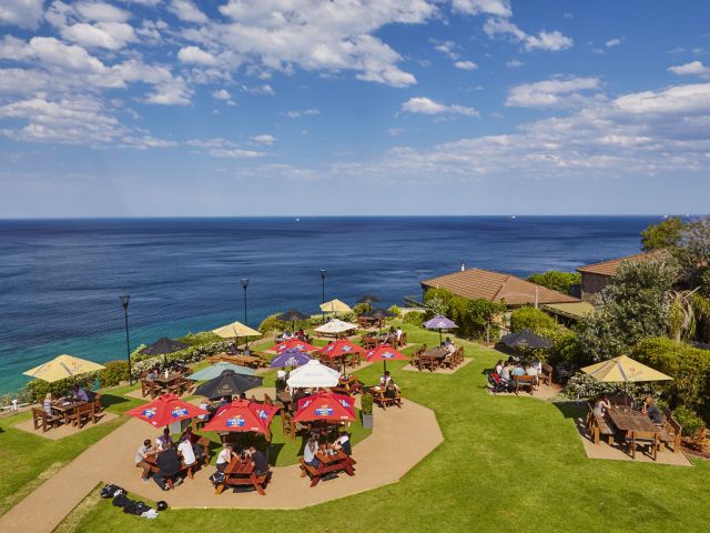 a clifftop beer garden at The Scarborough Hotel, Scarborough