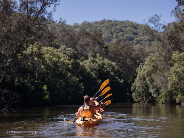 kayaking on Popran Creek, Glenworth Valley