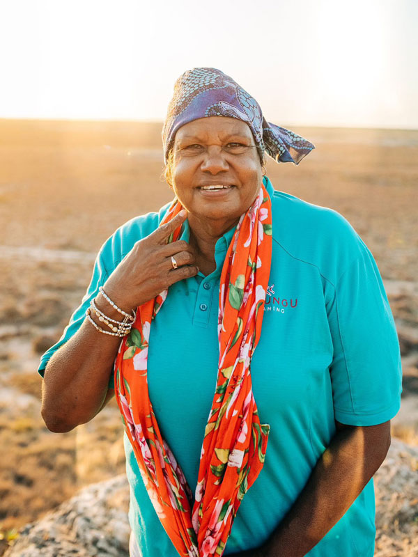 Traditional Owner and guide, Hazel Walgar, the Baiyungu Dreaming Experience