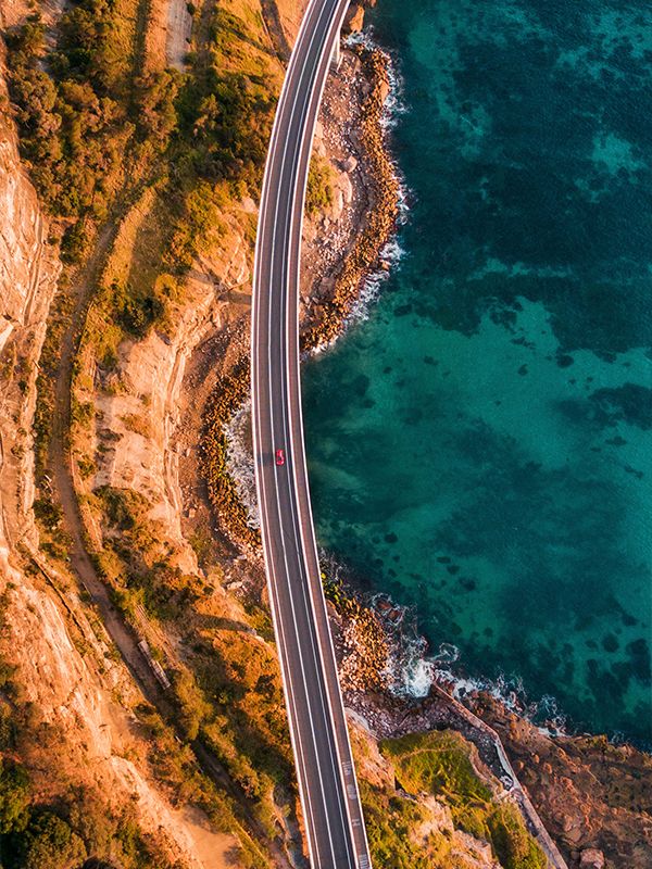 Aerial shot of the Sea Cliff Bridge
