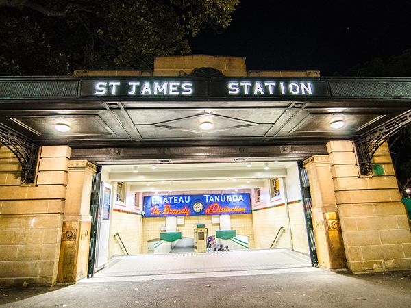 Exterior of St James Station in Sydney