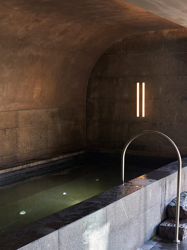 indoor spa bath at About Time Bathhouse Torguay victoria