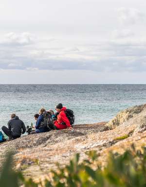 Group on the beach at Bay of Fires walk