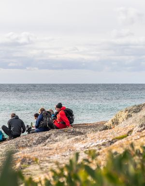 Group on the beach at Bay of Fires walk
