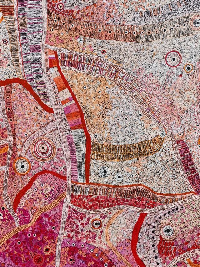 Betty Chimney, Yankunytjatjara people, Raylene Walatinna, Yankunytjatjara people, Nganampa Ngura – Our Country 2022 © the artists / Iwantja Arts / APY Art Centre Collective, image courtesy APY Art Centre Collective