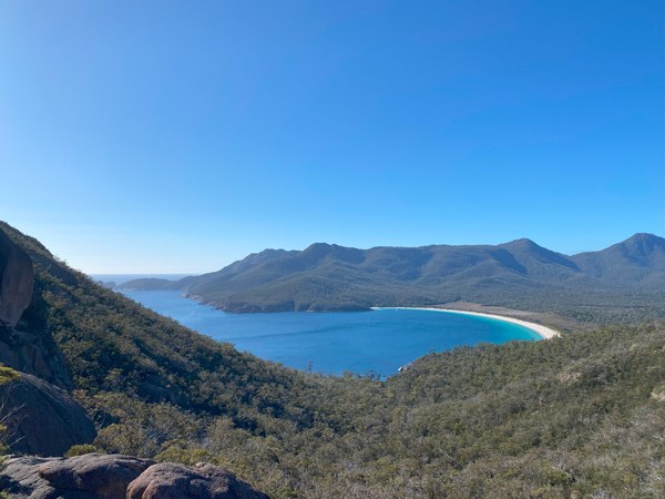 Views of Wineglass Bay from the trail lookout