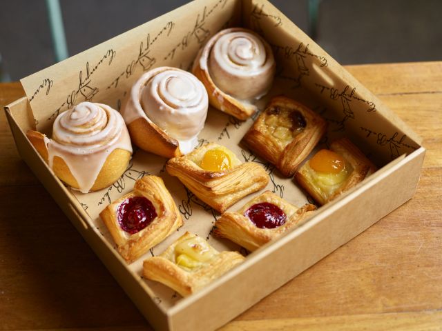 a box of pastries at Grumpy Baker & Bar