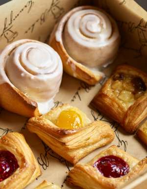 a box of pastries at Grumpy Baker & Bar