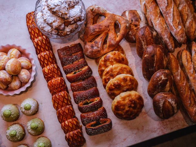 an array of bread and pastries at LoDe Bakery