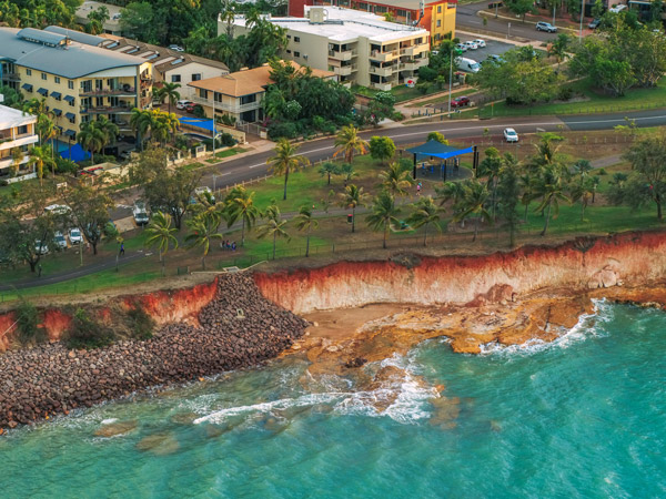 an aerial view of Nightcliff Beach, Darwin
