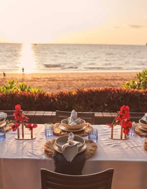 an event setup at sunset, Darwin Trailer Boat Club